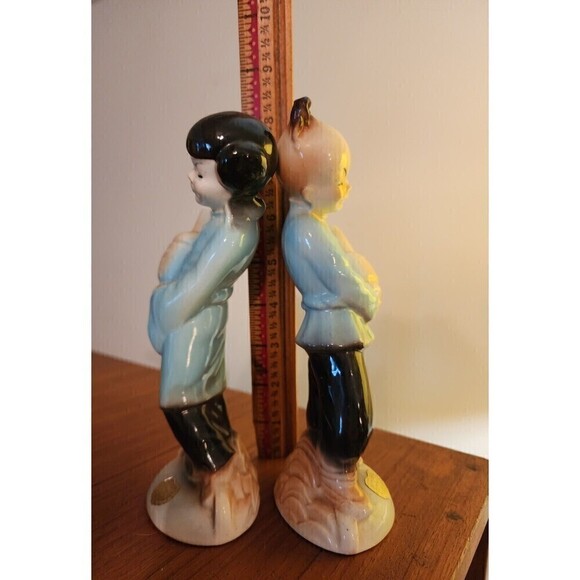 Vintage Royal Copley Asian Boy and Girl Figurines MCM Decor - Picture 6 of 6